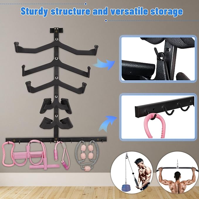 LAT Pulldown Attachments LAT Pull Down Bar Storage Rack for Mag Grip LAT Pulldown Machines Attachments Stand Cable Attachment Storage Rack for Home Gym and Gym Wall Storage