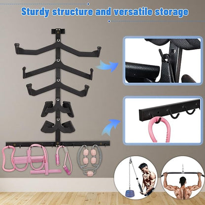LAT Pulldown Attachments LAT Pull Down Bar Storage Rack for Mag Grip LAT Pulldown Machines Attachments Stand Cable Attachment Storage Rack for Home Gym and Gym Wall Storage