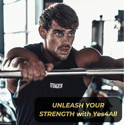 Yes4All 480LB Standard Straight Barbell 60" & EZ Curl Bar 47", Weight Bar 1" Diameter - Star Lock Collars & Rubber Ring for Deadlifts, Squats