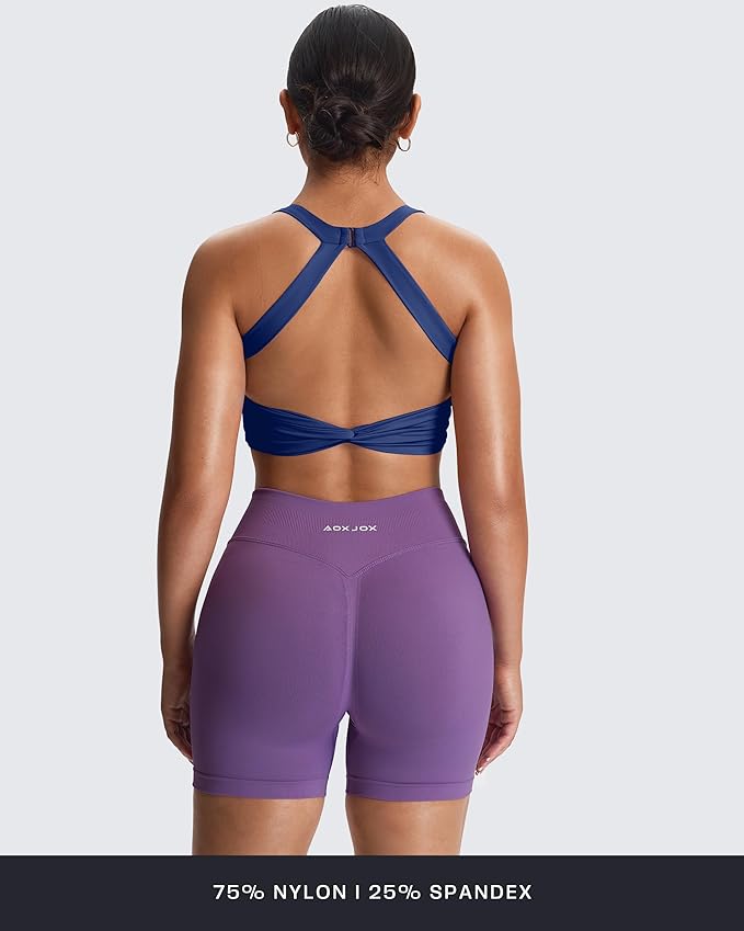 Aoxjox Women's Workout Sports Bras Twist Front Fitness Training Gym Bra Yoga Crop Lola Tank