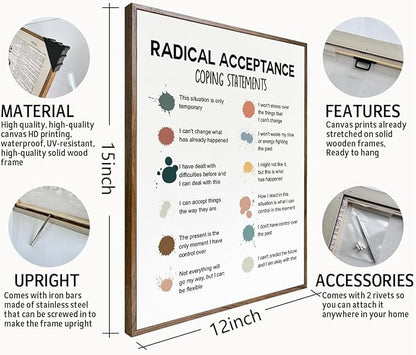 Mental Health Décor, Mental Health Wall Art, Mental Health Posters, School Counselor Supplies, Framed Canvas Wall Art, DBT Poster, Therapist Office Decor, Radical Acceptance Canvas Poster 12x15