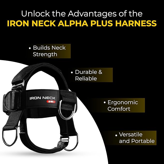 Iron Neck, Versatile Neck Exerciser, Strengthener and Trainer with Adjustable Head and Chin Strap, Portable Head Harness for Weight Lifting, Home and Gym Use