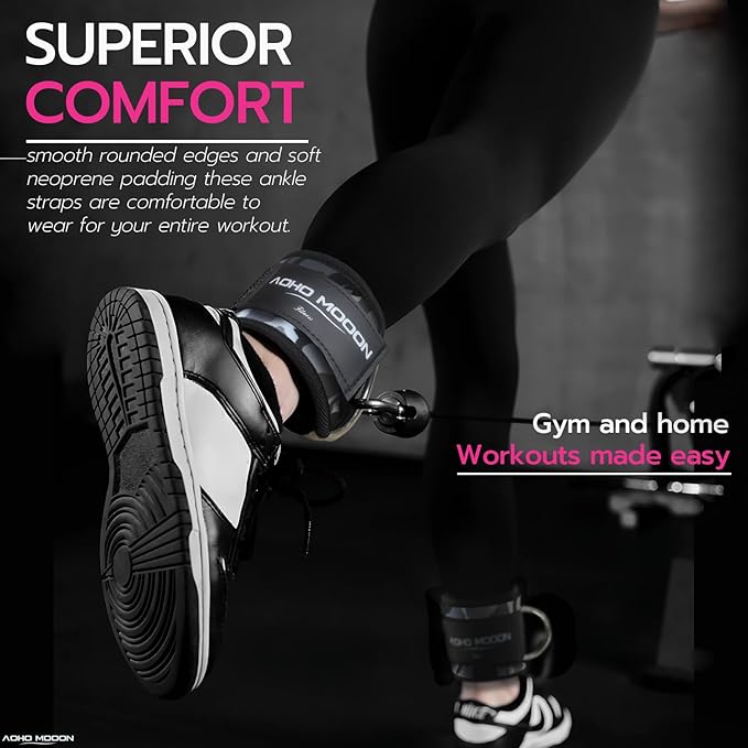 Ankle Strap for Cable Machine Attachments, Gym Accessories for Women and Men, Neoprene Ankle Cuffs for glute Kickback, Leg Workouts ande Booty Hip Abductors Exercise