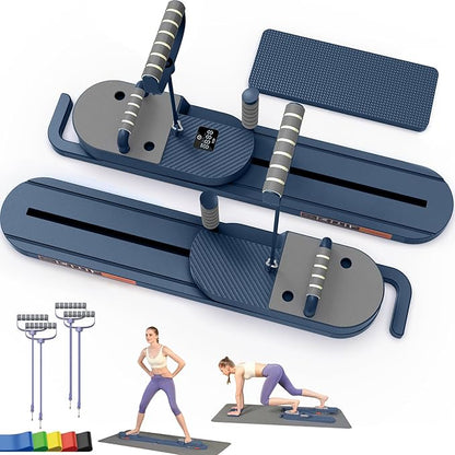 2025 Upgrated Pilates Board, Portable Pilates Reformer with Two Groups Resistance Band and Counter, Multi-Function Abdominal Pilates Board for Home, Suitable for Full-Body Workouts