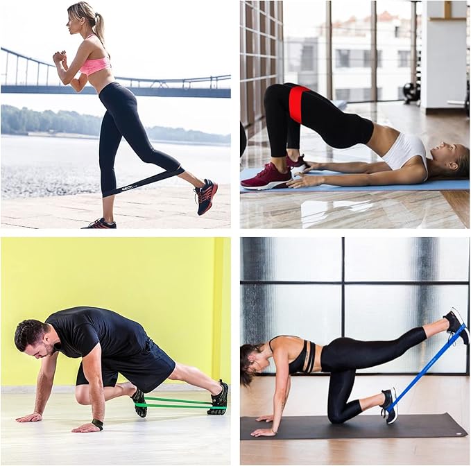 Exercise Band Resistance Bands for Working Out Men and Women Set 5 Different Levels Yoga Pilates,Natural Latex is Non Toxic and Odorless Not curl with Exercise Instructions e Carry Bag.