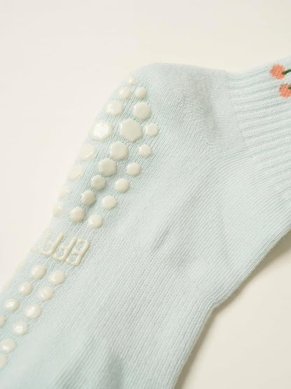 Crew Half Calf Grip Socks, Cutest Fruits Pilates Socks, Ruffle socks, Non-Slip, Barre Yoga Fitness