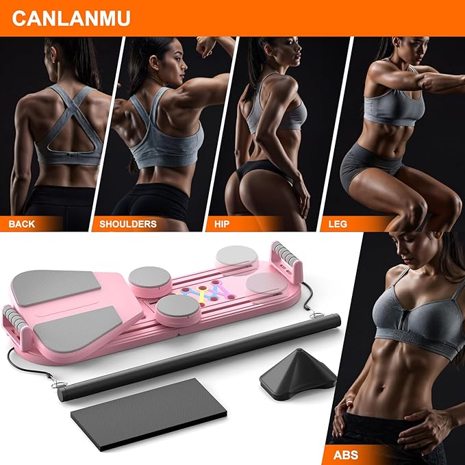 Pilates Board,Multifunctional Rebound Abdominal Board,Foldable Pilates Reformer Set, Ab Core Trainer Machine,Ab Exercise Board,Abs Workout Equipment for Women Home Gym Equipment