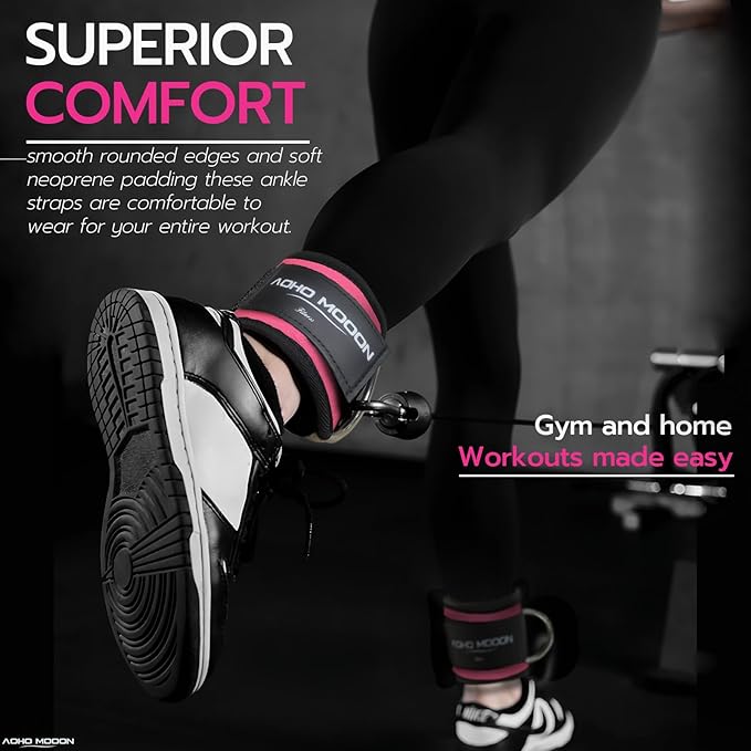 Ankle Strap for Cable Machine Attachments, Gym Accessories for Women and Men, Neoprene Ankle Cuffs for glute Kickback, Leg Workouts ande Booty Hip Abductors Exercise