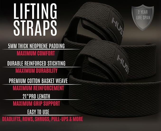 Lifting Straps for Weightlifting & Deadlifts – 21" Wrist Straps with Thick Neoprene Padding – Pro Heavy Duty Gym Wrist Wraps for Powerlifting, Bodybuilding & Strength Training for Men & Women