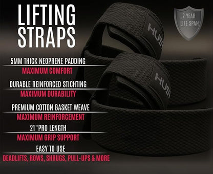 Lifting Straps for Weightlifting & Deadlifts – 21" Wrist Straps with Thick Neoprene Padding – Pro Heavy Duty Gym Wrist Wraps for Powerlifting, Bodybuilding & Strength Training for Men & Women