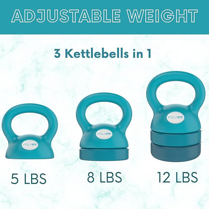 Polyfit Adjustable Kettlebell | 5 lb - 12 lb | Kettlebells Weights Set for Home Gym | Kettle Bell Sets for Women at Home