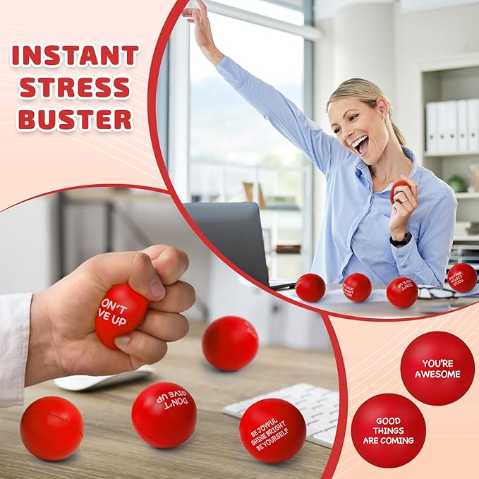 100PCS Motivational Stress Balls for Adults and Kids - Stress Balls Bulk Soft Sponge Squeeze Toys with Inspirational Quotes | Office Classroom Stress Relief Gifts | Anxiety Relief Fidget Toys