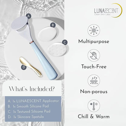Serum Applicator for Face Sky Blue Reusable Skincare Applicator Serums, Oils, Medicated Ointments, Sunscreen, Makeup, Face Cream Applicator, Cooling & Warming Face Massager Tool by LUNAESCENT
