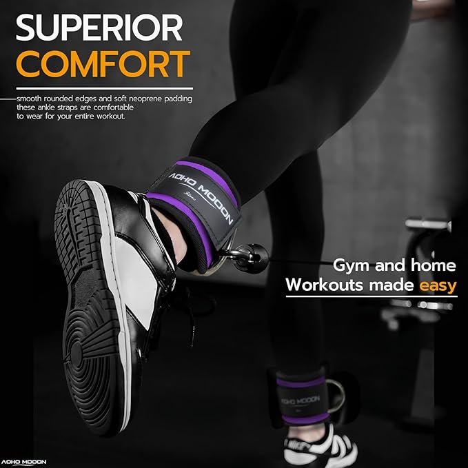 Comfortable Adjustable Ankle Straps for Cable Machines Women, Gym Workout Leg Strap, Glute Cuff, Ankle Cuffs for Glute Workouts, Foot Straps for Kickback, One Size Fit All