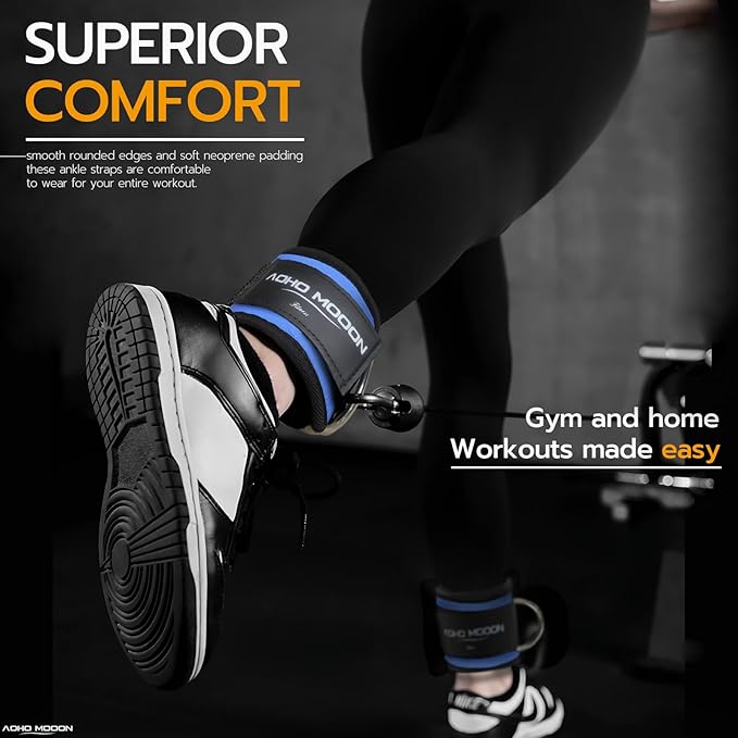 Comfortable Adjustable Ankle Straps for Cable Machines Women, Gym Workout Leg Strap, Glute Cuff, Ankle Cuffs for Glute Workouts, Foot Straps for Kickback, One Size Fit All