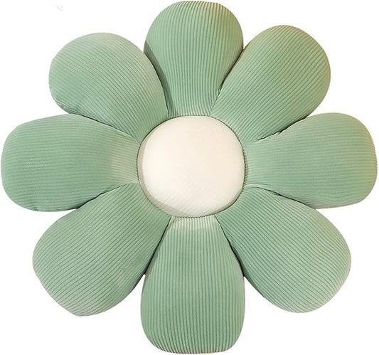 Flower Shaped Throw Pillow - Soft Seating Cushion for Bedroom, Sofa, Bed, Reading (21 inch, Green, 1 Count)