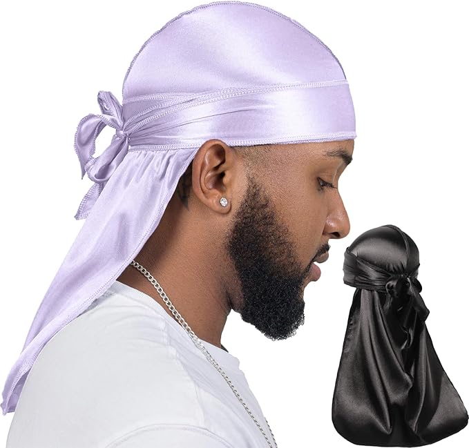 ForceWave 2 Pieces Silky Durag Pack for Men Women Waves, Premium Satin Deluxe Du-rag