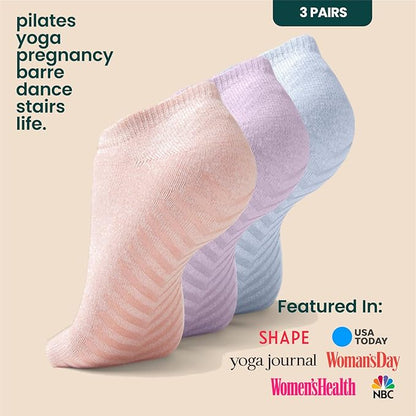 Gripjoy Grip Socks 3-Pack, Non Slip Socks for Yoga, Pilates, Barre, Dance