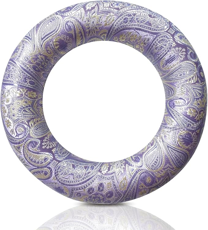 Singing Bowl Cushion for Tibetan Singing Bowls, Handmade Silk Brocade Round Cushion Pillow for Sound Healing and Crystal Sound Bowls Accessories(Violet,6.7 Inch)