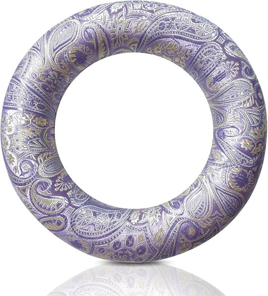 Singing Bowl Cushion for Tibetan Singing Bowls, Handmade Silk Brocade Round Cushion Pillow for Sound Healing and Crystal Sound Bowls Accessories(Violet,6.7 Inch)