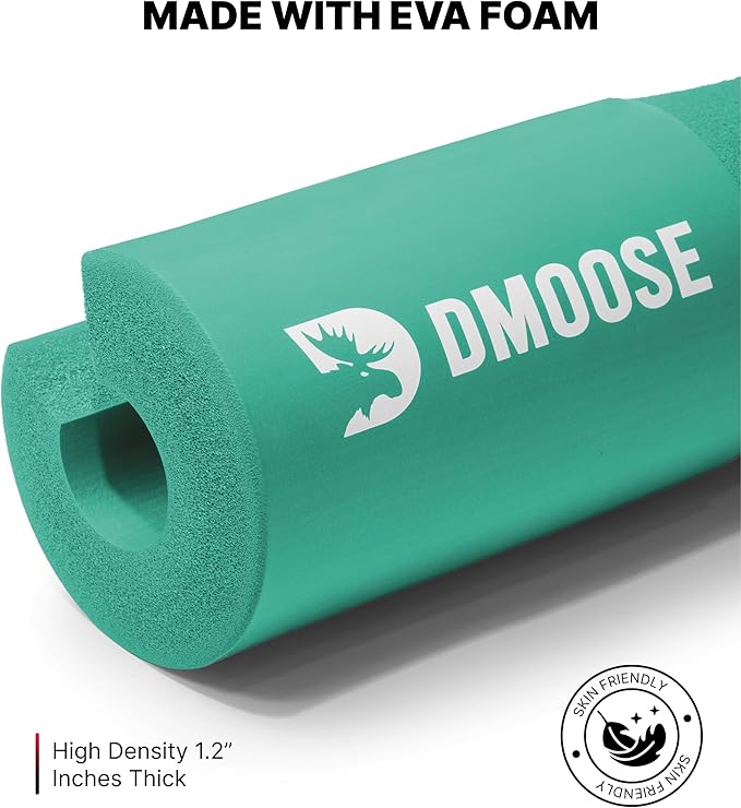 DMoose Fitness Barbell Pad for Hip Thrust, Squat & Lunges - Non-Slip Thick Foam Cushion for Neck and Back Support with Two Straps - Hip Thrust Pad for Leg Day - Fits All Olympic Bars and Smith Machine