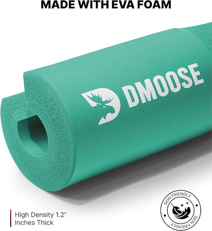 DMoose Fitness Barbell Pad for Hip Thrust, Squat & Lunges - Non-Slip Thick Foam Cushion for Neck and Back Support with Two Straps - Hip Thrust Pad for Leg Day - Fits All Olympic Bars and Smith Machine