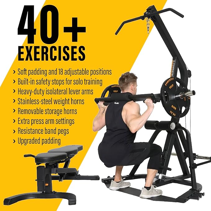 Powertec Fitness Workbench LeverSystem - Workout Bench, 500 LB Weight Capacity - Gym Equipment for Home - Adjustable Full Body Workout Machine