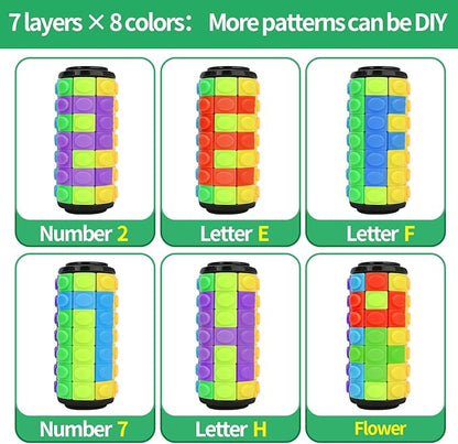 Rotate and Slide Puzzle, Finger Spinner Puzzle, Fidget Toys, Decompression Toy, 8 Colors,7 Layers, Educational Sensory Toy for Kids Adults (8 Colors X 7 Layers)