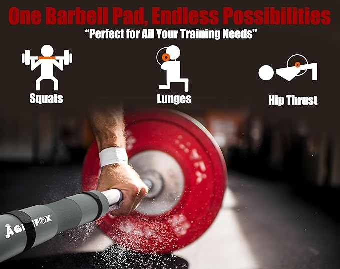 AGILEFOXX Barbell Pad - Squat Pad-Hip Thrust Foam Pad, Comfort & Safety for Strength Training
