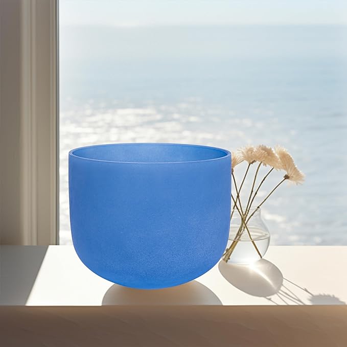 ALIOTH 7" Blue G Note Crystal Singing Bowl Throat Chakra Sound Therapy with Suede Mallet