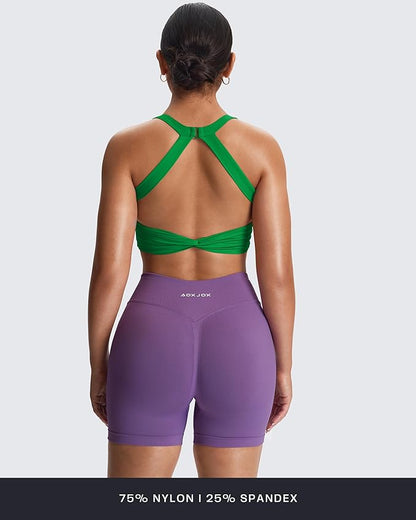 Aoxjox Women's Workout Sports Bras Twist Front Fitness Training Gym Bra Yoga Crop Lola Tank