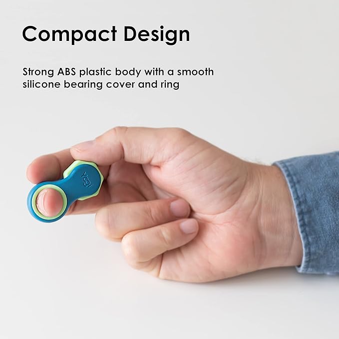 Yogi Fidget Toy – Silent Sensory Spinner for Adults & Kids – Stress Relief Fidgets for ADHD, Anxiety – Fidget Toys for Adults – Includes 5 Finger-Fit Rings – Work, School & Travel – Ocean