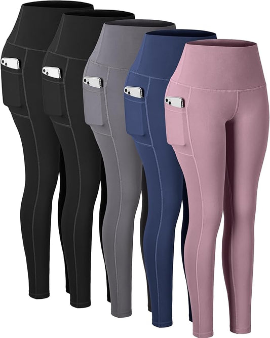 CHRLEISURE Leggings with Pockets for Women, High Waisted Tummy Control Workout Yoga Pants