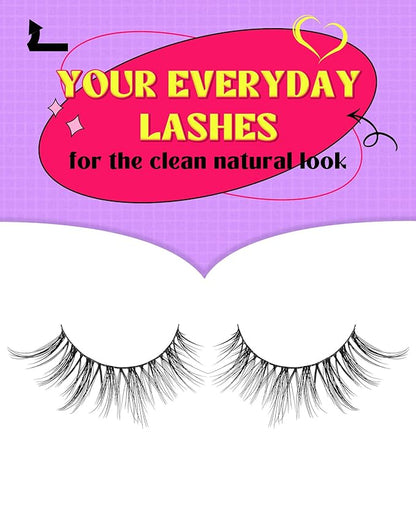 Onlyall Natural Lashes Natural Eyelashes Wispy Lashes Fake Eyelashes C Curl Lashes 12mm False Lashes 7 Pairs D30