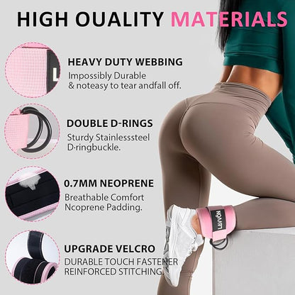 Ankle Straps for Cable Machines Kickbacks - Adjustable Comfort Ankle Cable Attachments for Gym Ankle Cuff Cable Machine Glute Kickback Straps - Leg Extensions, Curls & Ankle Cuffs Women