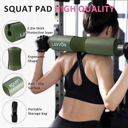 Barbell Pad Set for Hip Thrust 10Pcs- Squat Pad for Barbell Lunges & Bar Padding - Bench Press Standard Weight Bar Pad - with Ankle Straps, Wrist Straps for Weightlifting, 3 Lifting Strap