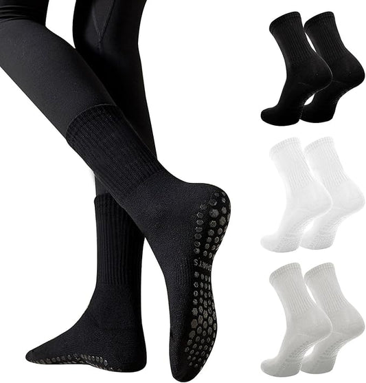 3 Pairs Non Slip Yoga Socks for Women Anti-skid Long Socks for Yoga, Barre, Ballet, Dance, Barefoot Workout Gym