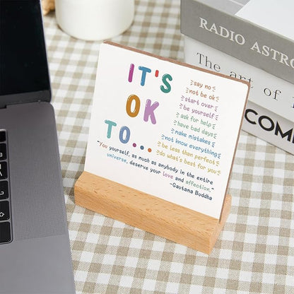 Xendelow Motivational Sign, Wooden, 4x4x0.23 inches, Mental Health Reminders, Gift for Psychologist, School Counselor, Student, Boy, Girl, Best Friend