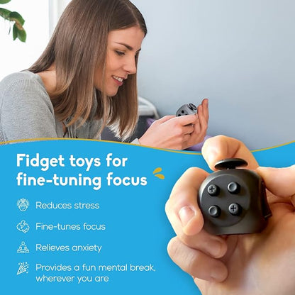 PILPOC theFube Fidget Cube, 6-Sided Stress Relief Infinity Cube for Adults & Kids, Boosts Concentration, Mindfulness Aid, Silent & Audible Modes, Includes Carry Case for Portability (Midnight-Rose)