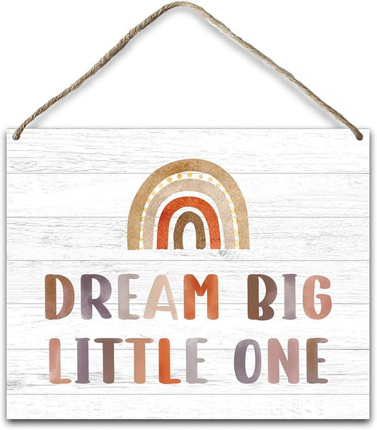Gift for Boy Girl New Mom Mother-to-be Home Kid Room Decor Hanging Plaque With Rope Home Wall Rainbow Decor Wood Sign, Door Decor Wood Hang Sign for Nursery School Playroom Study Room Bedroom -33