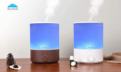 BlueHills Premium 4000 ml XL Essential Oil Diffuser 4L 4 Liter 70 Hour Run Humidifier Aromatherapy 1 Gallon Big Capacity High Mist Output for Extra Large Room Home Mood Lights Dark Wood Grain E402