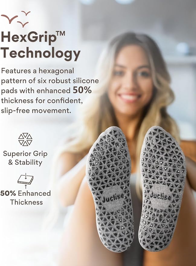 Slouch Pilates Grip Socks Yoga Barre Non Slip Scrunch Merino Wool Gym Workout Breathable Moisture Wicking Anti Odor