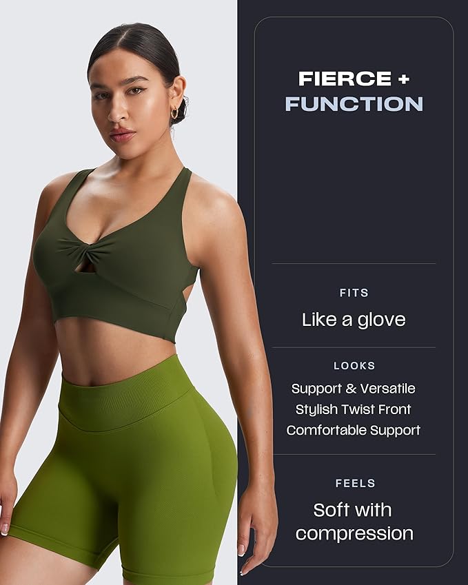 Aoxjox Women's Workout Sports Bras Twist Front Fitness Training Gym Bra Yoga Crop Lola Tank