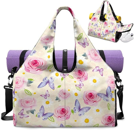Yoga Mat Bag for Women Men Large Carryall Tote with Adjustable Shoulder Strap for Gym Yoga Travel Pilates Office