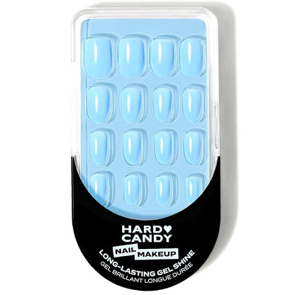 Short Baby Blue Press On Nails - Hard Candy Glue On Nails | Short Round False Nails with Real Light Blue Polish | 24 Nail Kit in 12 Sizes, Strong Glue & Reusable Travel Case Included.