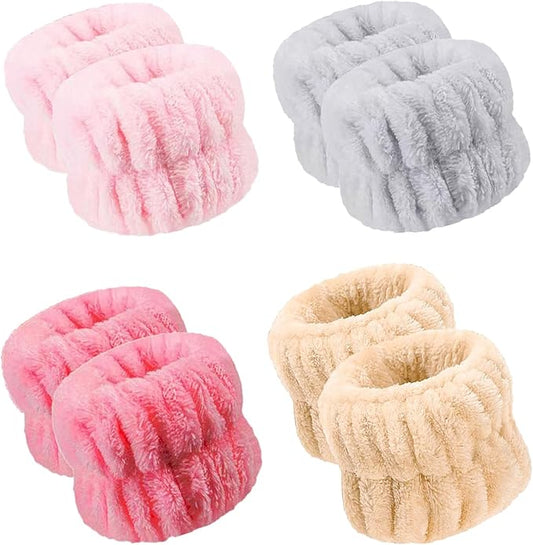 8Pcs Microfiber Wrist Bands for Washing Face, Absorbent Face Washing Wristbands, Spa Wristbands for Face Washing, Wrist Towels for Washing Face, Prevent Water from Spilling Down Your Arms.
