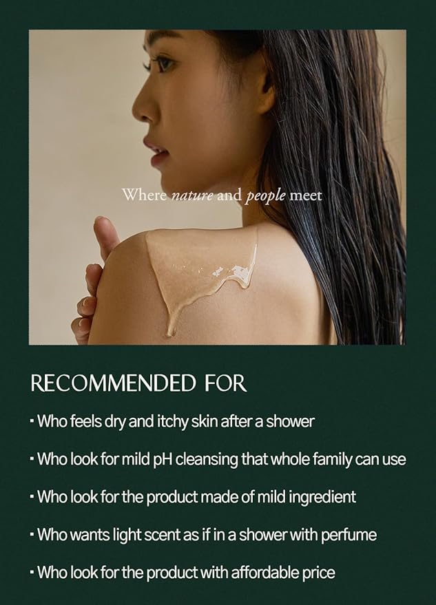 laferme Low pH balanced Gentle Korean Body Wash with Natural & Organic Ingredients, Hypoallergenic for Sensitive Skin, Moisturizing & Hydrating for Dry Skin, For Women & Men, 33 Fl Oz, Apple Mint