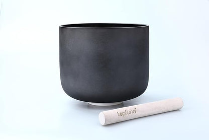 TOPFUND Black D# Note Crystal Singing Bowl Navel Chakra 8 Inch with Heavy Duty Carrying Case and Suede Mallet