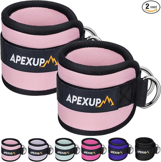 APEXUP Ankle Strap for Cable Machine, Ankle Resistance Bands, Cable Kick Back Straps for Gym, Glute Workouts, Leg Extensions, Adjustable Straps with Neoprene Padding