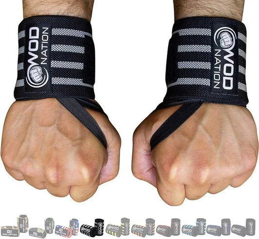 WOD Nation Wrist Wraps for Weightlifting & Strength Training – Professional Gym Straps w/Thumb Loop for Men & Women